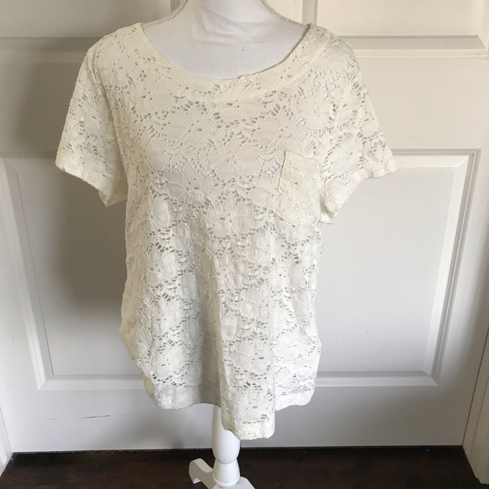 Chaus cream colored lace top
